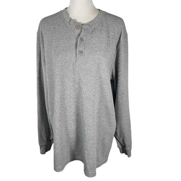 L.L. Bean Thermal Shirt Men's LT Gray Waffle Knit Traditional Fit Henley Neck - Picture 1 of 15